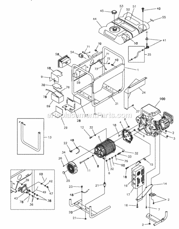 Main_Unit Diagram and Parts List for 030298-0  Briggs and Stratton Generator